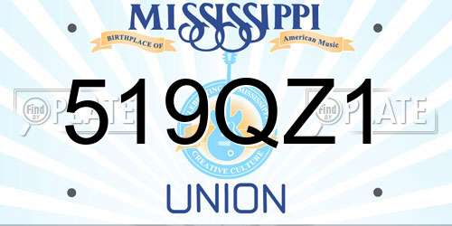 519QZ1 Mississippi License Plate