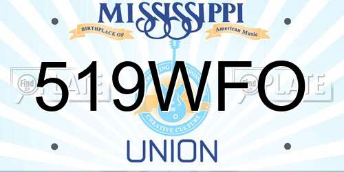 519WFO Mississippi License Plate