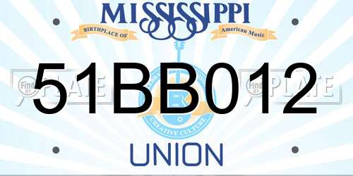 51BB012 Mississippi License Plate