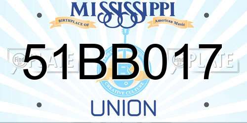 51BB017 Mississippi License Plate