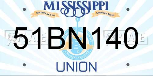 51BN140 Mississippi License Plate