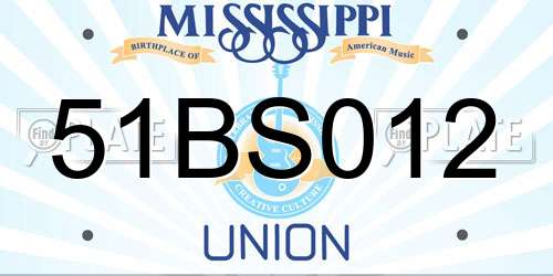51BS012 Mississippi License Plate