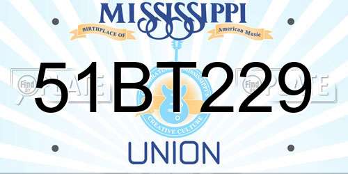 51BT229 Mississippi License Plate