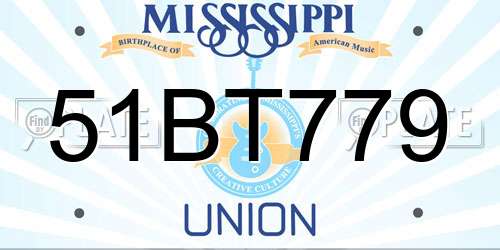 51BT779 Mississippi License Plate