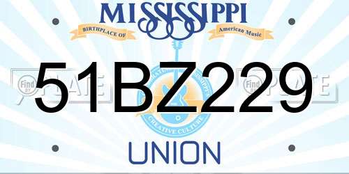 51BZ229 Mississippi License Plate