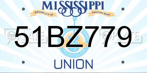 51BZ779 Mississippi License Plate