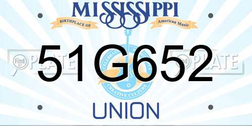 51G652 Mississippi License Plate