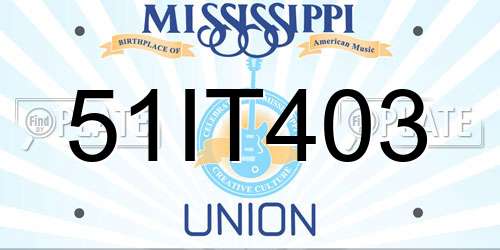 51IT403 Mississippi License Plate