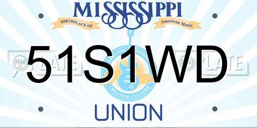 51S1WD Mississippi License Plate