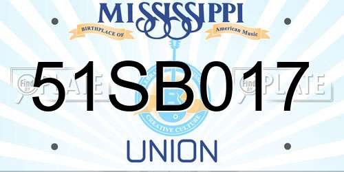 51SB017 Mississippi License Plate