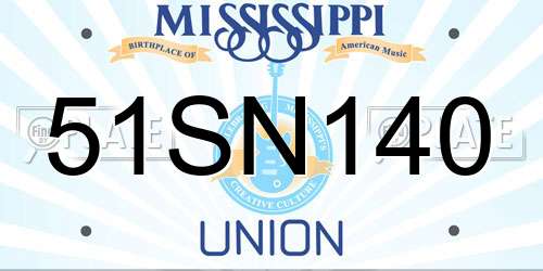 51SN140 Mississippi License Plate