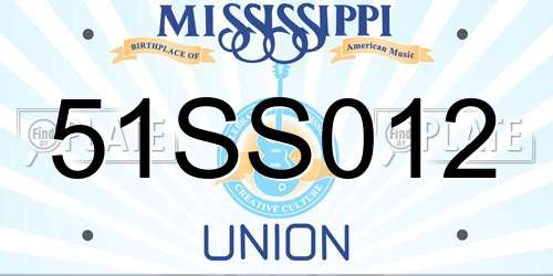 51SS012 Mississippi License Plate