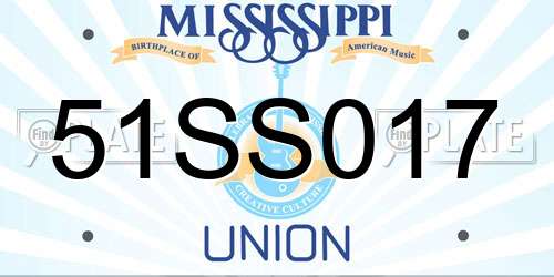 51SS017 Mississippi License Plate