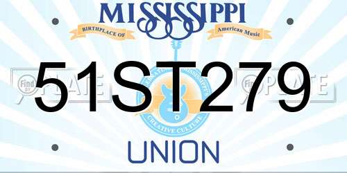 51ST279 Mississippi License Plate