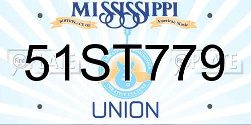 51ST779 Mississippi License Plate
