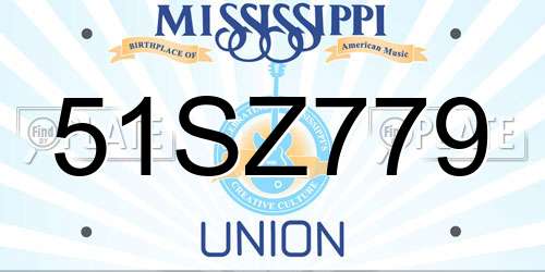 51SZ779 Mississippi License Plate