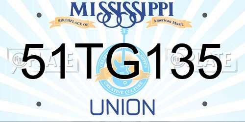 51TG135 Mississippi License Plate