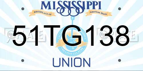 51TG138 Mississippi License Plate