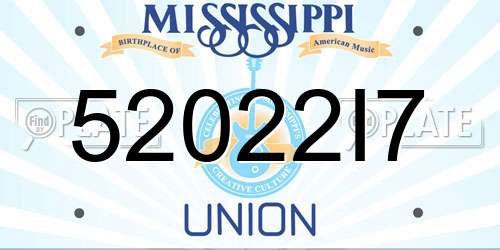 52022I7 Mississippi License Plate