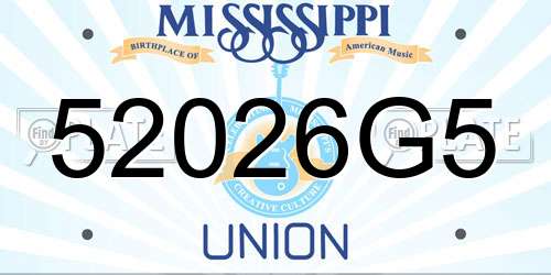 52026G5 Mississippi License Plate
