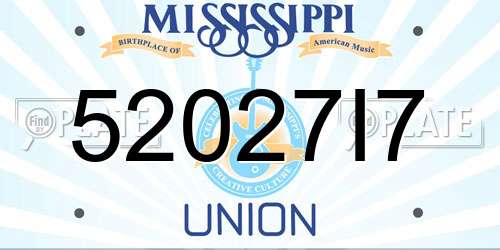 52027I7 Mississippi License Plate