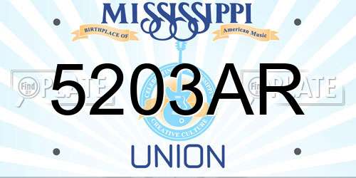 5203AR Mississippi License Plate
