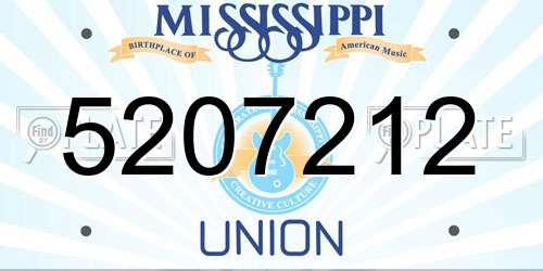 5207212 Mississippi License Plate