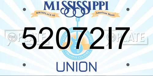 52072I7 Mississippi License Plate