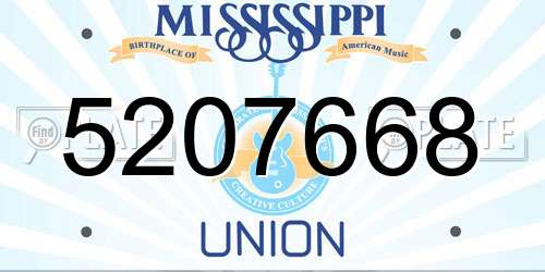 5207668 Mississippi License Plate