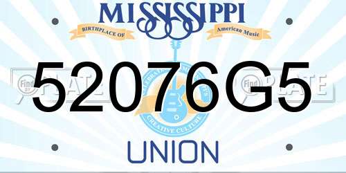52076G5 Mississippi License Plate