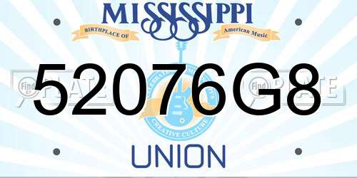 52076G8 Mississippi License Plate