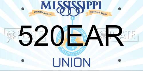 520EAR Mississippi License Plate
