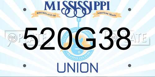 520G38 Mississippi License Plate