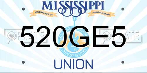 520GE5 Mississippi License Plate