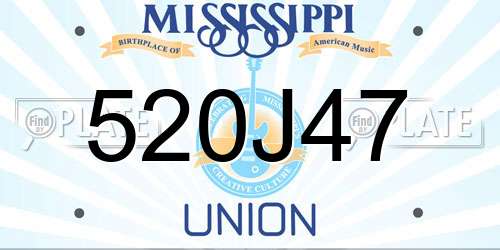 520J47 Mississippi License Plate