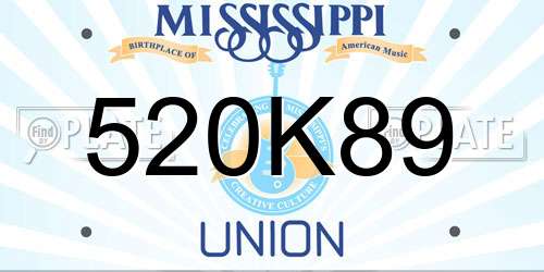 520K89 Mississippi License Plate