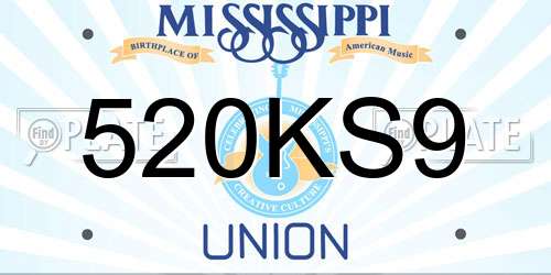 520KS9 Mississippi License Plate