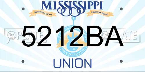 5212BA Mississippi License Plate