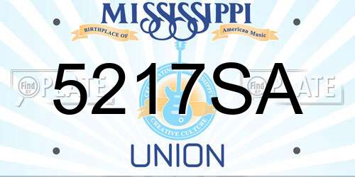 5217SA Mississippi License Plate