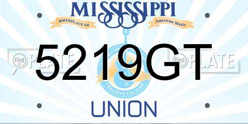 5219GT Mississippi License Plate