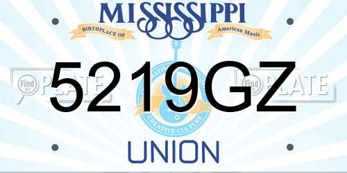 5219GZ Mississippi License Plate