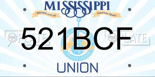 521BCF Mississippi License Plate