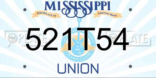 521T54 Mississippi License Plate