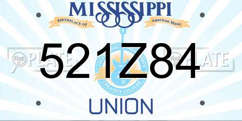521Z84 Mississippi License Plate