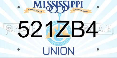 521ZB4 Mississippi License Plate