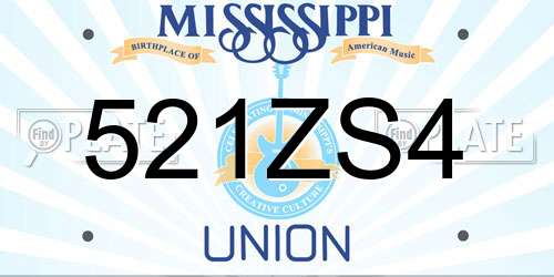521ZS4 Mississippi License Plate