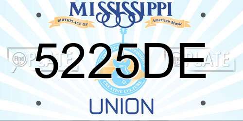 5225DE Mississippi License Plate
