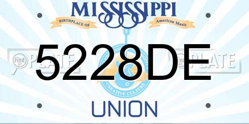 5228DE Mississippi License Plate