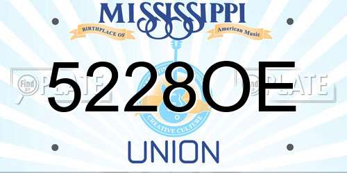 5228OE Mississippi License Plate