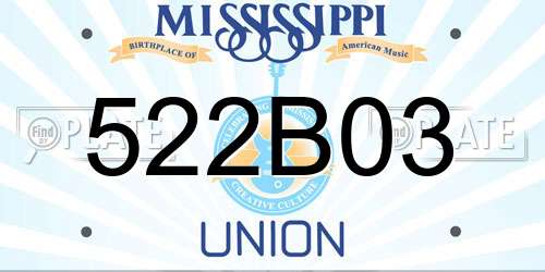 522B03 Mississippi License Plate